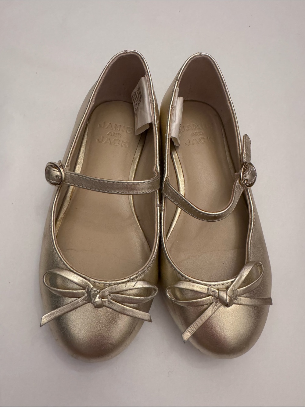 Janie and Jack Metallic Gold Mary Jane Ballet Flats with Bow 10